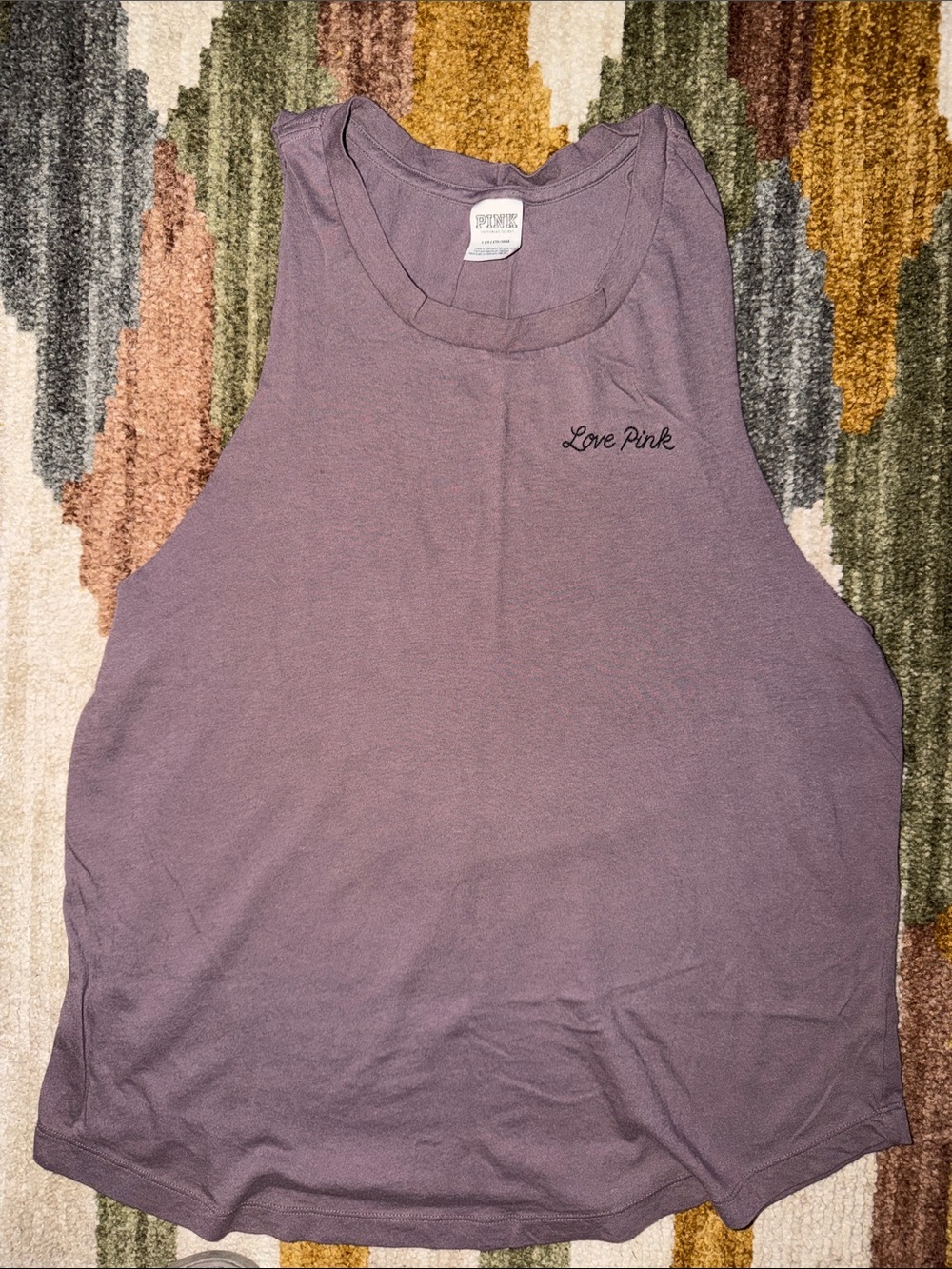 PINK Victoria's Secret Dusty Lavender Crop Tank with 'Love Pink' Script